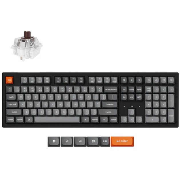 Clavier mécanique Keychron k10 max-h3 rgb (noir, disposition américaine (qwerty), super marron, 100%, leds rgb, osa double-shot pbt, hot swap, usb-c | 2,4 ghz | bluetooth 5.1)