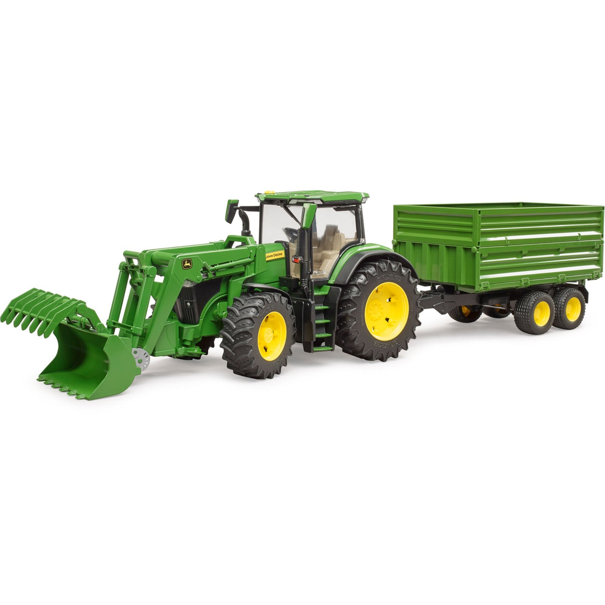 Tracteur Bruder John Deere 7R 350 avec remorque