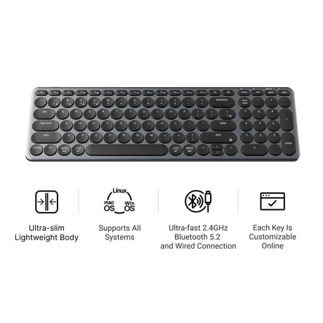 Keychron b4 pro-k1 toetsenbord (grijs, us lay-out (qwerty), scissor switches, 96%, abs keycaps, 2.4 ghz | bluetooth | usb)