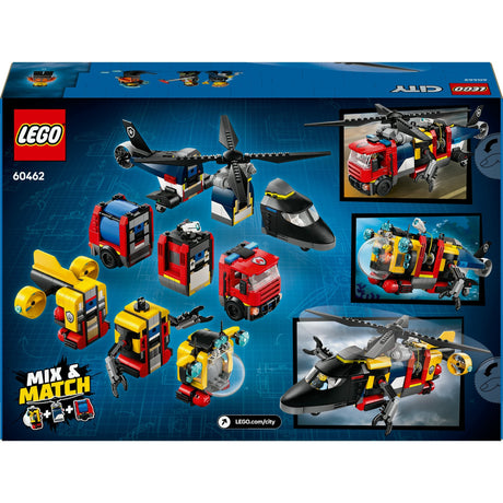 Lego city 60462 remix d'un hélicoptère, d'un camion de pompiers et d'un sous-marin
