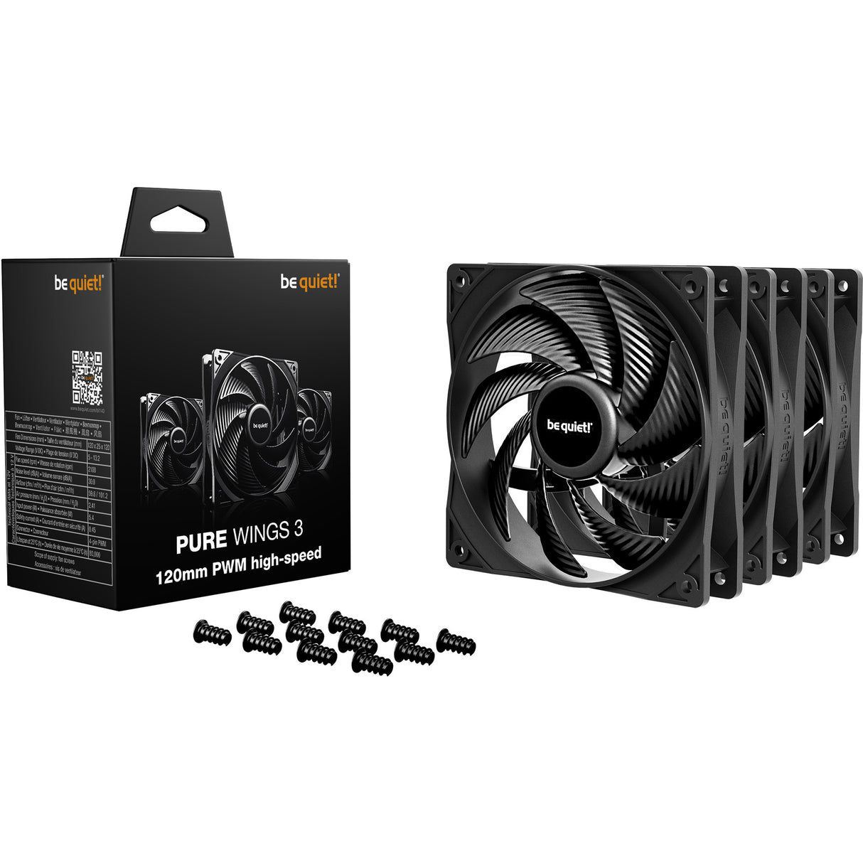 Soyez silencieux! pure ailes 3 ventilateurs de boîtier haute vitesse (noir, 3 pièces, 120 x 120 x 25 mm, pwm)