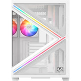 Boîtier tour midi Xyz PC Gear Qubex (blanc | 2x USB-A | 1x USB-C | Verre trempé)
