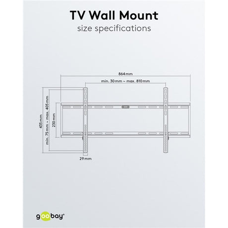 Goobay Support TV mural fixe 43 - 100 pouces (109 - 254 cm), max. Support mural 70 kg (noir)
