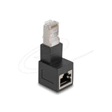 Delock adaptateur prise rj45 vers jack rj45 cat.6a coudé à 90° vers le bas (noir)