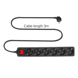 Multiprise Act avec interrupteur lumineux, 6 prises, 3 m, noir ac2465