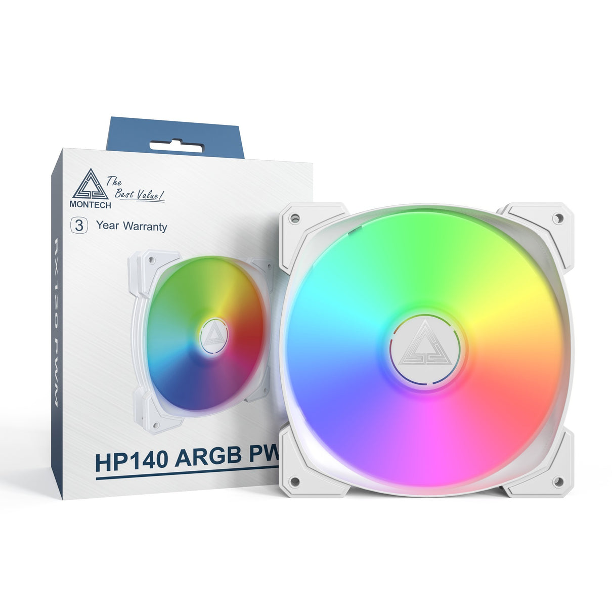 Ventilateur de boîtier Montech hp140 argb pwm (blanc, 140 x 140 x 25 mm)
