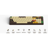 Clavier mécanique sans fil Iqunix f97 happy ape (marron, disposition américaine (qwerty), rouge cerise mx, 96 %, LED RVB, remplaçable à chaud, pbt, 2,4 GHz | Bluetooth 5.1 | USB-C)
