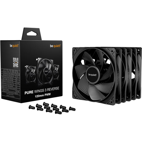 Soyez silencieux! pure ailes 3 ventilateurs de boîtier inversés (noir, 3 pièces, 120 x 120 x 25 mm, pwm)