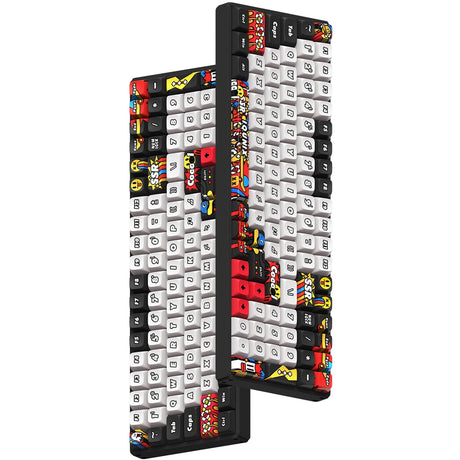 Clavier mécanique sans fil Iqunix f97 graffiti diary (noir, disposition américaine (qwerty), marron cerise mx, 96 %, LED RVB, remplaçable à chaud, pbt, 2,4 GHz | Bluetooth 5.1 | USB-C)
