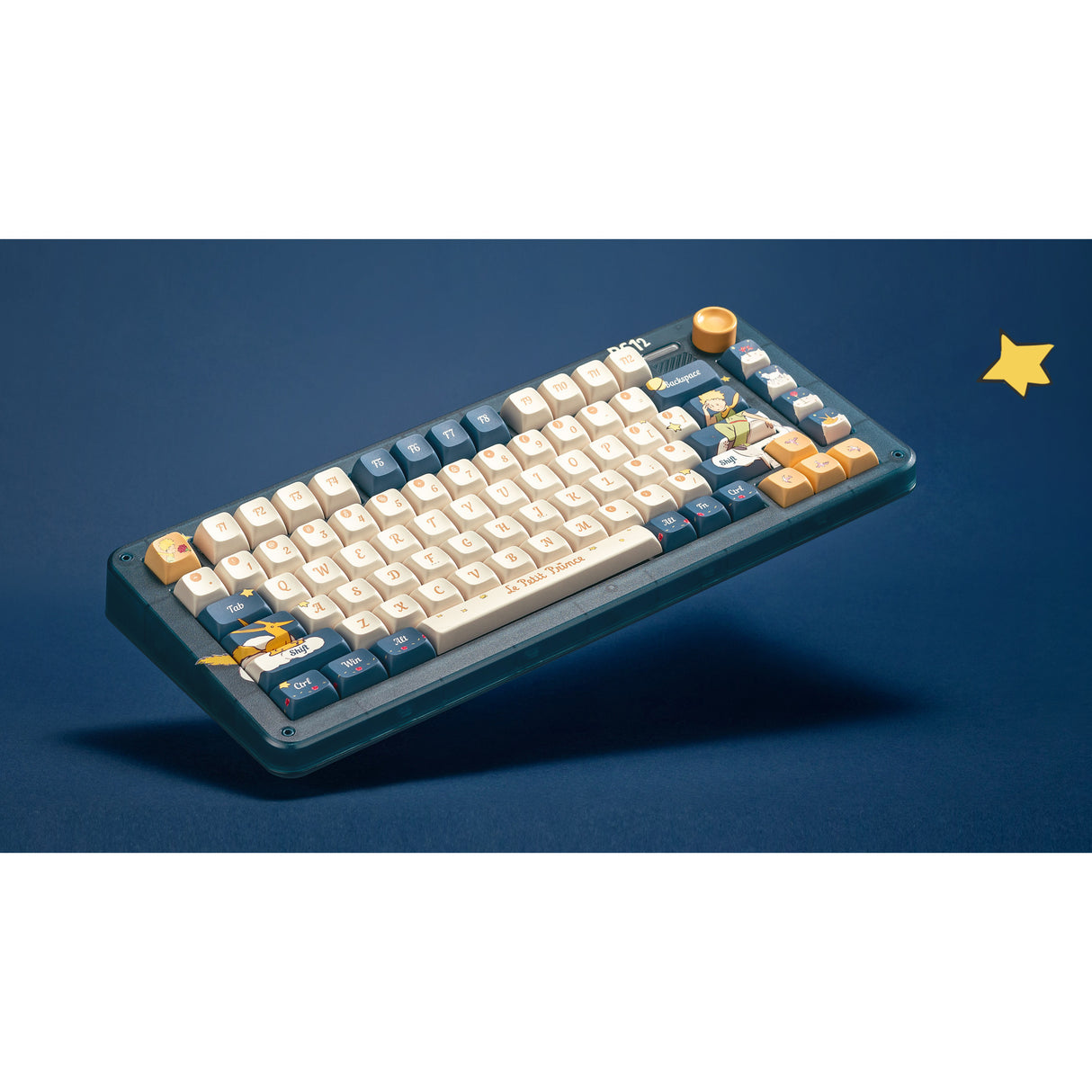 Clavier mécanique sans fil Iqunix zx75 sky meet (bleu, disposition américaine (qwerty), iquunix petit prince, 75 %, LED RVB, remplaçable à chaud, pbt double prise, 2,4 GHz | Bluetooth 5.1 | USB-C)