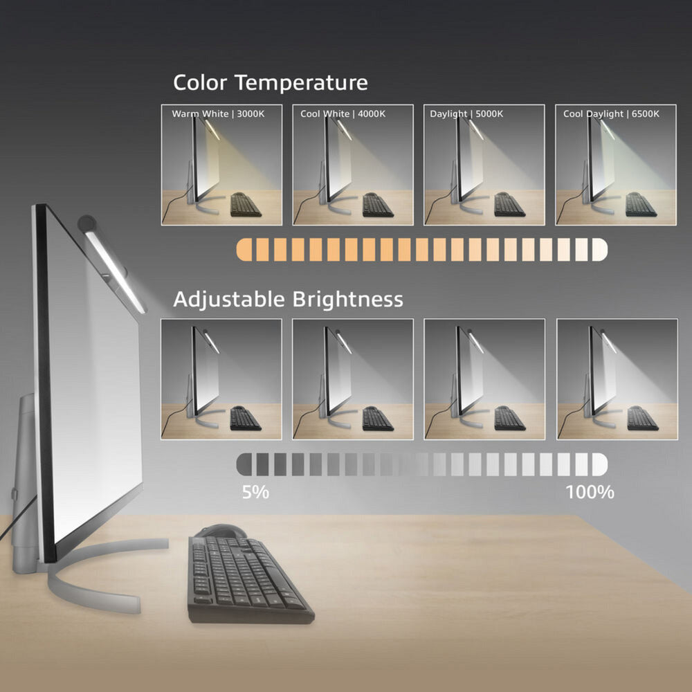 Barre lumineuse LED pour moniteur à intensité variable Act Connectivité Barre LED (noir, alimenté par USB, 3 000 K-6 500 K)