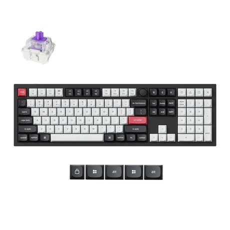 Clavier mécanique Keychron Q6 HE-M1 RGB (noir, disposition américaine (QWERTY), nébuleuse magnétique à double rail Gateron, 100 %, RVB, touches PBT double prise profil osa, échange à chaud, USB-C 2,4 GHz Bluetooth 5.2, bouton)