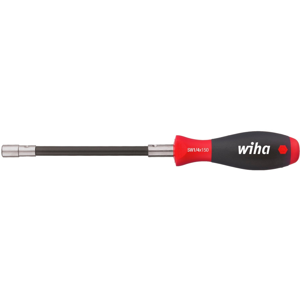 Tournevis Wiha avec porte-embout serrage soft finish avec bague de blocage (noir rouge, tige flexible, 1 4 )