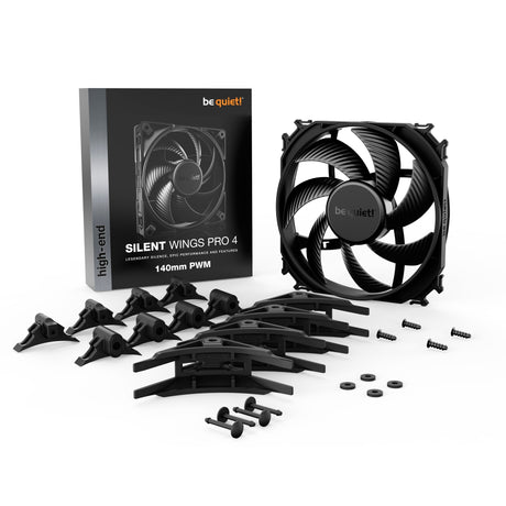 Soyez silencieux! Ventilateur de boîtier Silent Wings Pro 4 PWM (noir, 140 x 140 x 25 mm)
