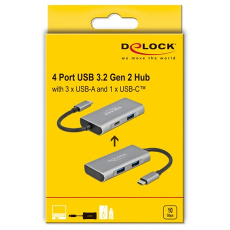 Delock Hub USB externe USB 3.2 gen 2 type-C Hub USB (gris)