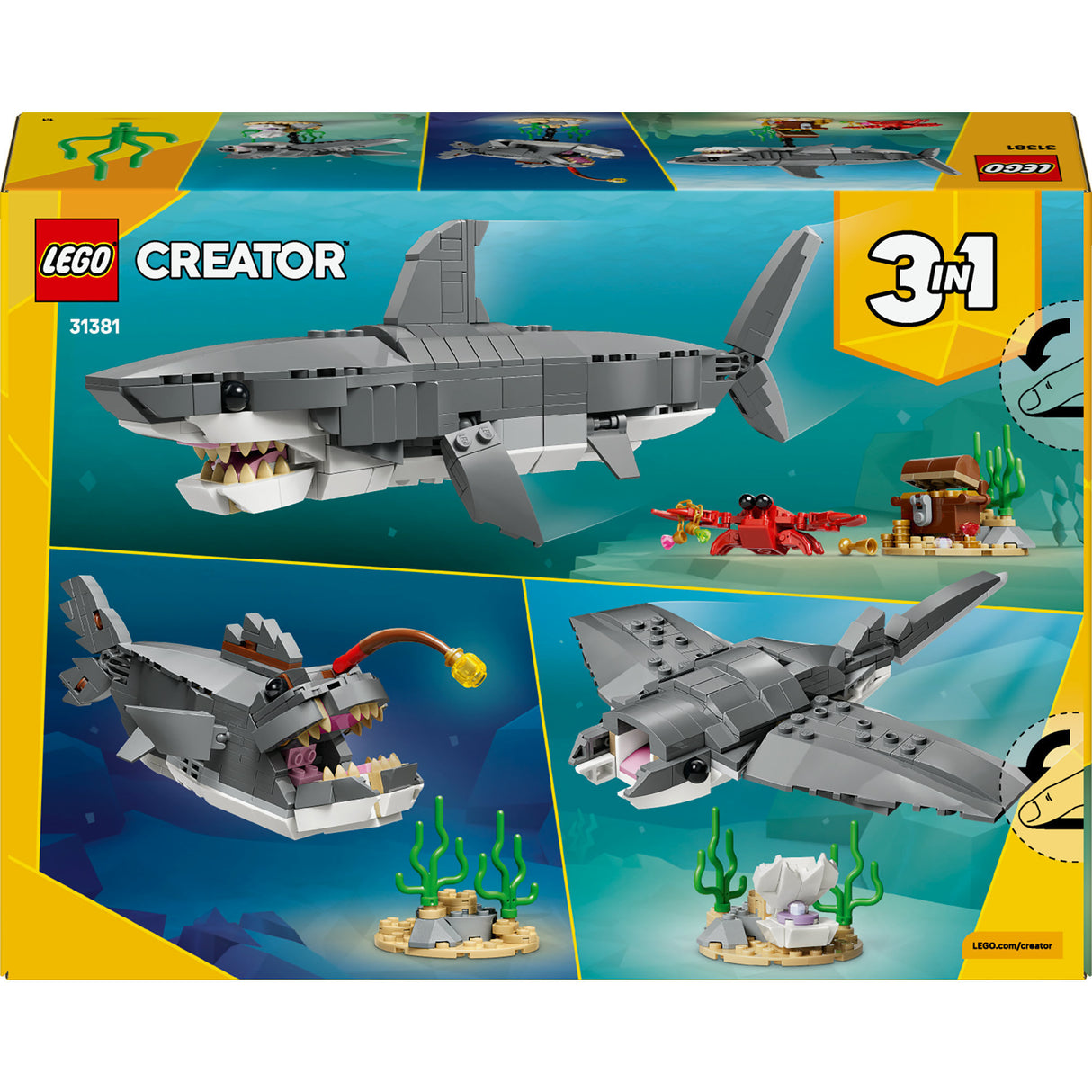 Jouet de construction Lego Requin féroce avec coffre au trésor (31381)