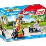 Playmobil city life - pack de démarrage sauvetage avec jouets de construction segway (71257)