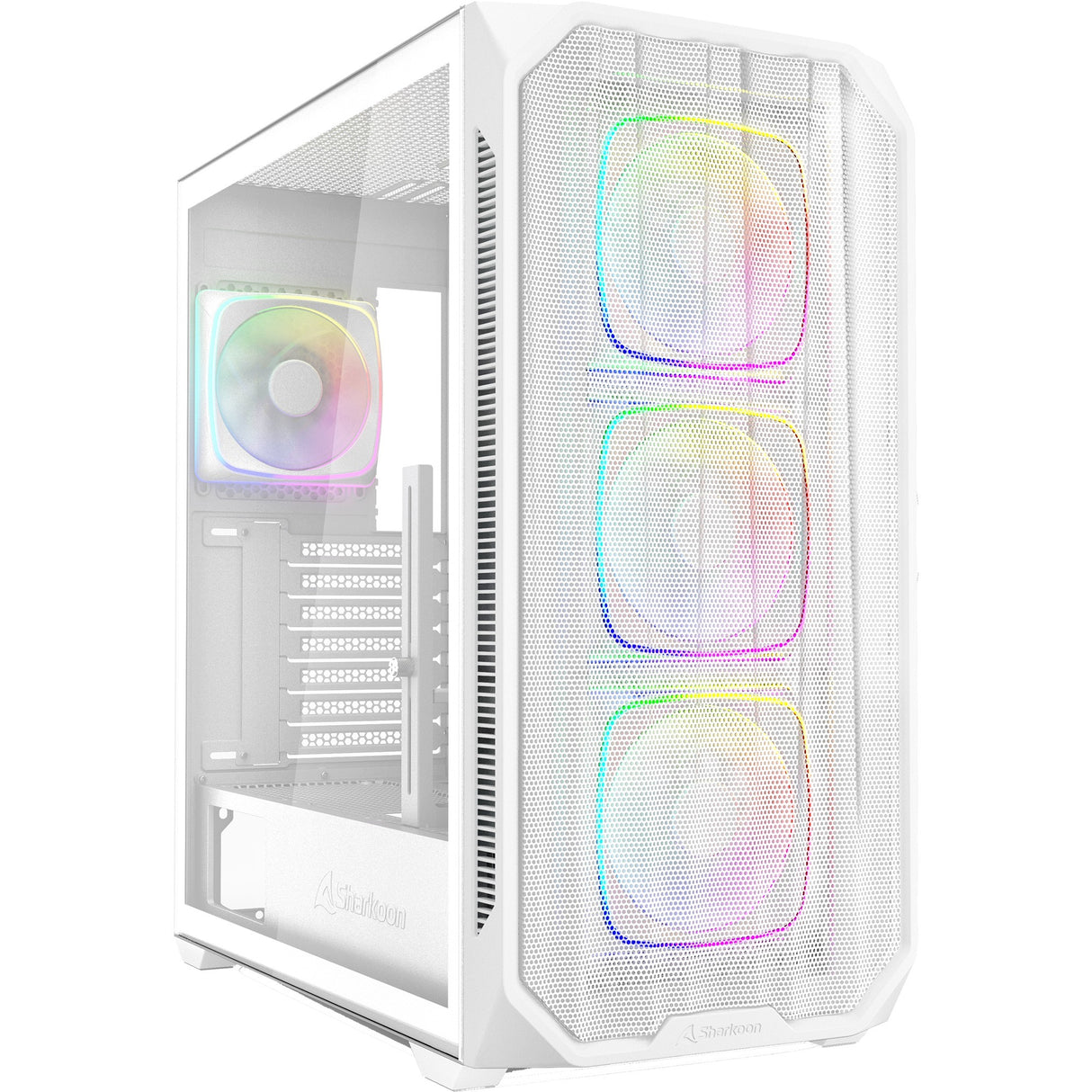 Boîtier tour midi Sharkoon ak5m rgb (blanc | 2x usb-a | 1x usb-c | rgb | verre trempé)