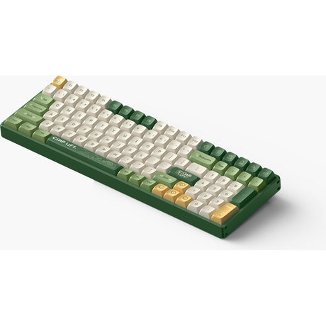 Clavier mécanique sans fil de camping Iqunix f97 (vert, disposition américaine (qwerty), marron cerise mx, 96 %, LED RVB, remplaçable à chaud, pbt, 2,4 GHz | Bluetooth 5.1 | USB-C)