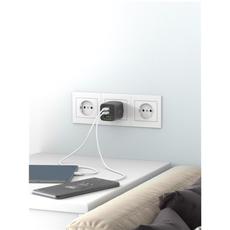 Goobay Chargeur rapide USB-C nano (65 W) et câble textile USB-C