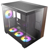 Boîtier tour midi argb en bois Antec cx800 (couleur bois noir | 1x USB-A | 1x USB-C | verre trempé)