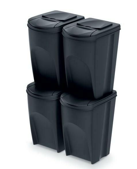 Prosperplast sortbox ensemble de poubelles de séparation 4x35l - gris