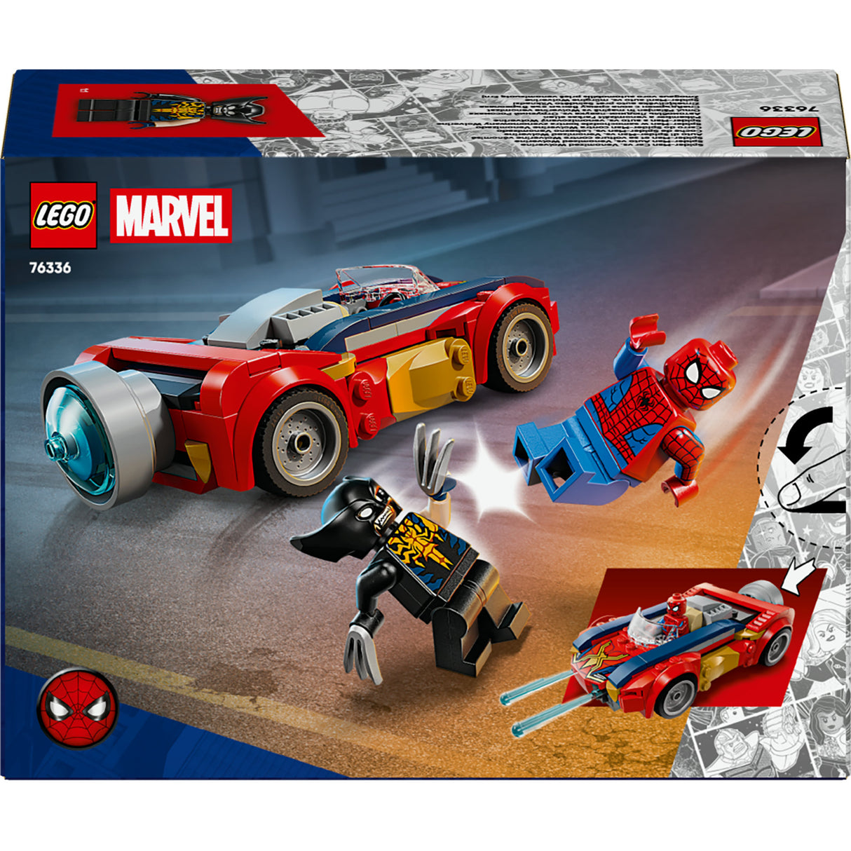 Lego super heros 76336 Marvel Spider-Man Car contre Wolverine venimisé