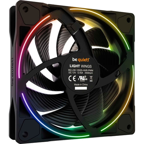 Soyez silencieux! Light Wings PWM Ventilateur de boîtier RVB haute vitesse (noir, 120 x 120 x 25 mm)