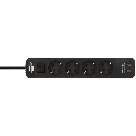 Multiprise ecolor Brennerstuhl avec 2 prises de charge USB-C | 4 fois | blanc noir | 1,5m h05vv-f 3g1,5 - 1153240126
