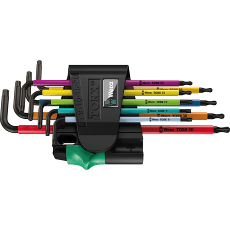 Wera jeu de clés hexagonales torx 967 9 tx bo multicolore 1 sb (9 pièces, torx t8 à t40)
