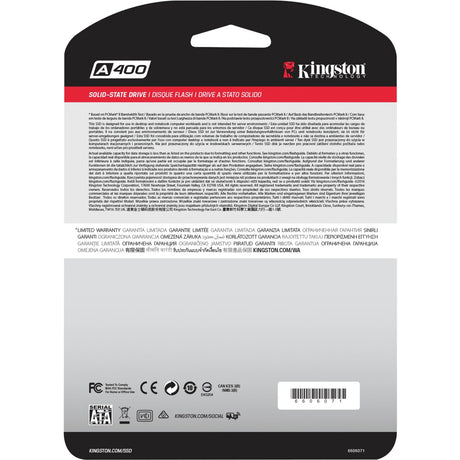 Kingston sa400s37 480g a400 ssd, 2.5, 480 go, sata3, 500 mo s, 350 mo s, 0,279 w, noir