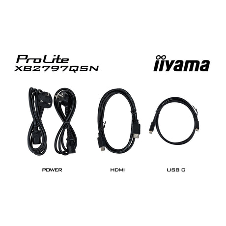 Iiyama prolite xb2797qsn-b1 27 monitor (zwart, 75 hz, hdmi, displayport, usb-c, lan, audio)