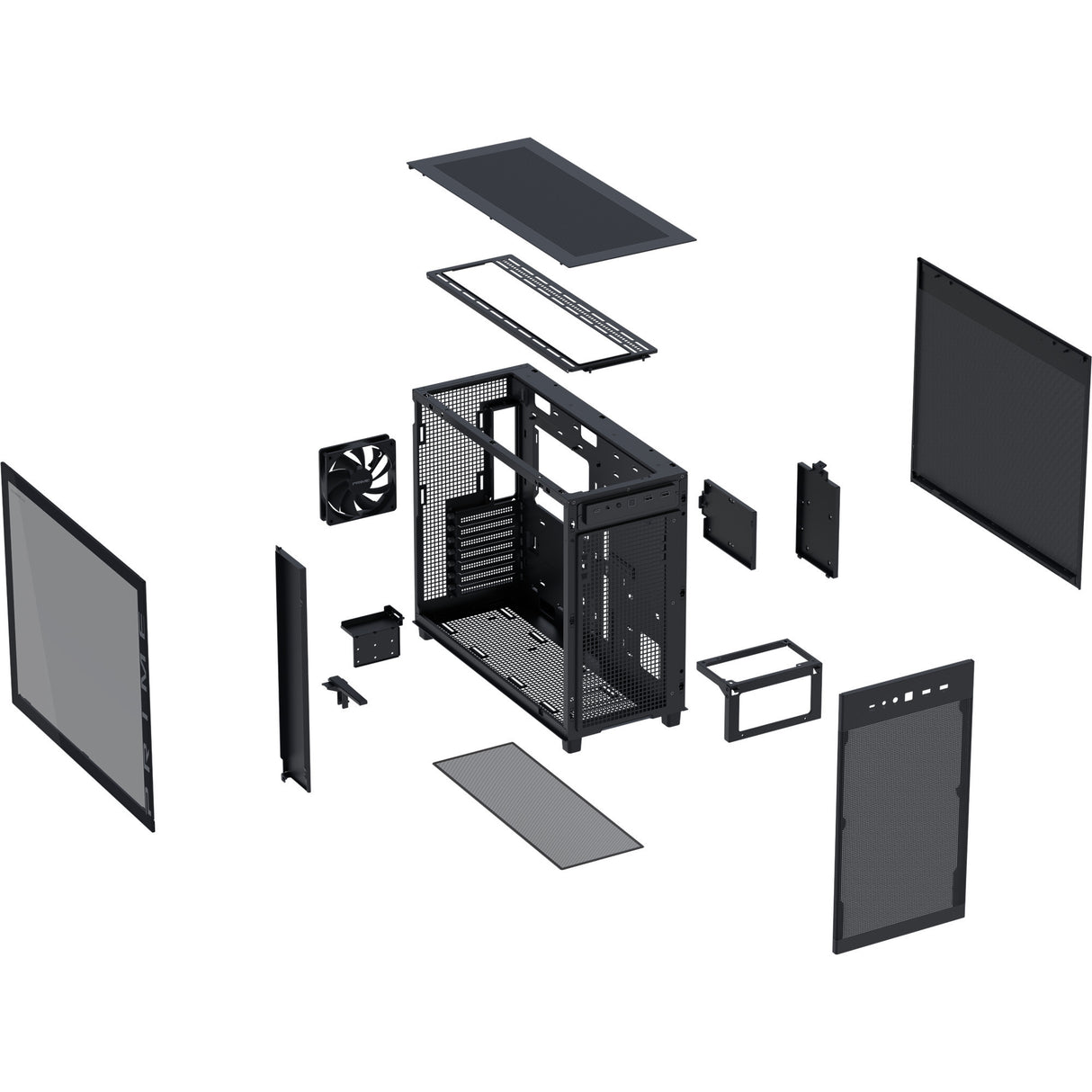 Asus prime ap303 - tempered glass panel midi tower behuizing (zwart | 2x usb-a | 1x usb-c | tempered glass)
