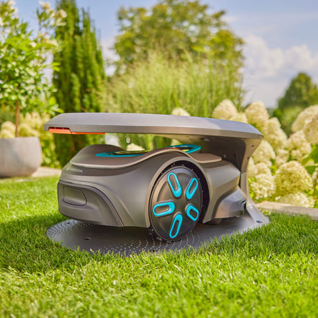 Garage de tondeuse à gazon robot Gardena Sileno pour auvent Sileno Pro Max Free (gris orange)