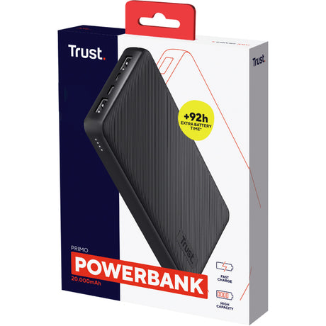 Banque d'alimentation écologique Trust Primo 20 000 mah (noir)
