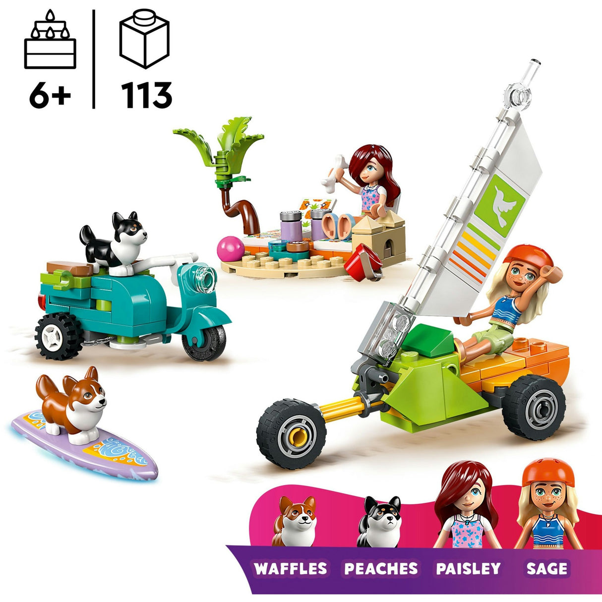 Lego Friends 42641 s'amuser en surf et en scooter avec les chiens