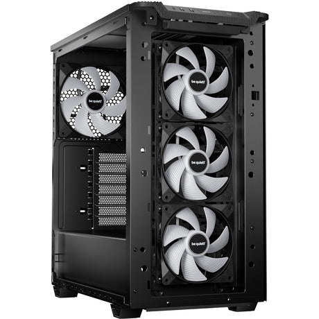 Soyez silencieux! boîtier tour midi pure base 501 lx (noir | 2x USB-A | 1x USB-C | RGB | verre trempé)