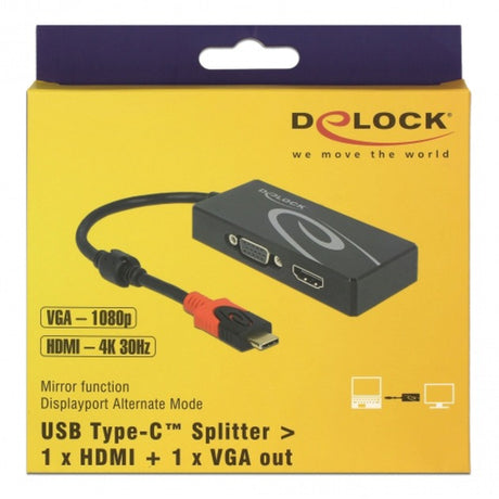 Delock Adaptateur USB-C > HDMI VGA (noir, 0,2 mètre)