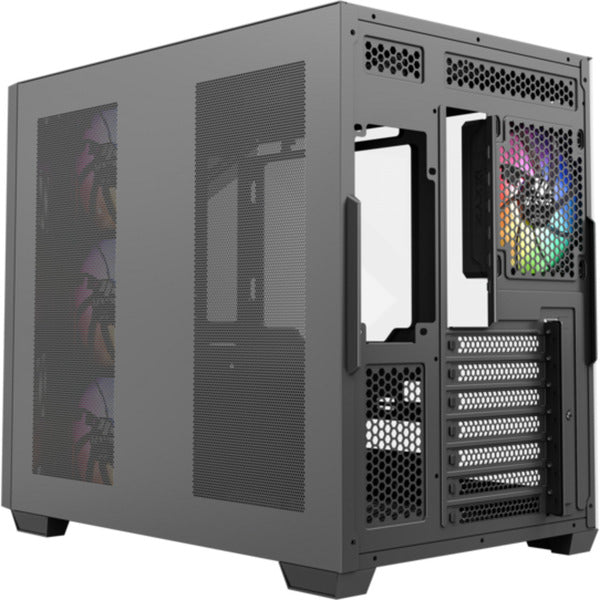 Boîtier tour midi Xyz PC Gear Qubex (noir | 2x USB-A | 1x USB-C | Verre trempé)