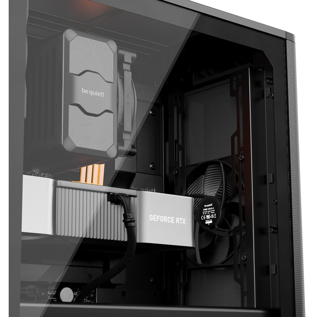 Soyez silencieux! boîtier tour midi à fenêtre de flux d'air pure base 501 (noir | 2x USB-A | 1x USB-C | verre trempé)