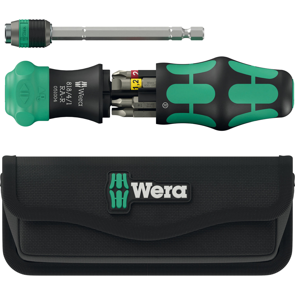 Wera kraftform kompakt 26 ra-r avec étui, jeu d'embouts 6 pièces (noir vert)