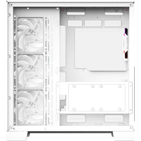 Boîtier tour midi Xyz PC Gear Tesseract A-RGB (blanc | 2x USB-A | 1x USB-C | RVB | Verre trempé)
