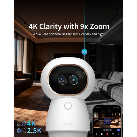 Aqara hub de caméra g350 (blanc, double objectif, 4k 2,5k, 360°)