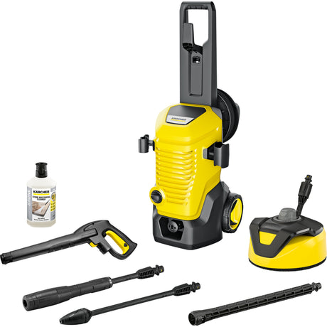 Nettoyeur haute pression domestique Kärcher k 5 wcm premium (jaune noir, avec nettoyeur haute pression, enrouleur de tuyau et nettoyant de surface)