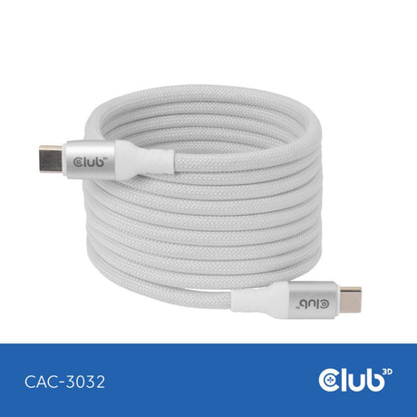 Bobine magnétique Club 3D USB-C 240 W PD3.1 câble blanc, câble de 2 mètres (blanc)