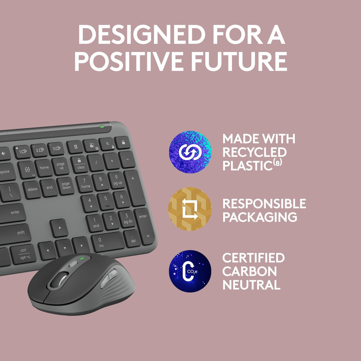 Ensemble de bureau sans fil fin Logitech mk950 signature (graphite, disposition américaine-internationale (qwerty), 400 - 4000 dpi)