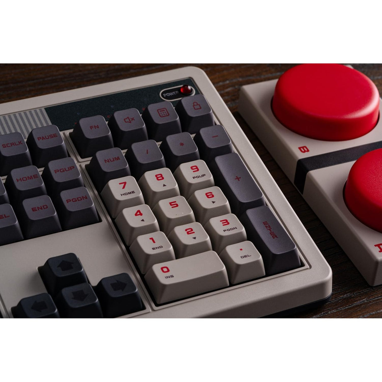 Clavier mécanique rétro 8bitdo n édition (gris, disposition américaine (qwerty), boîte kailh blanche, 100%, bluetooth basse consommation, sans fil 2,4 g, usb)