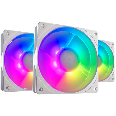 Cooler master mobius 120p argb 120x120x25 ventilateurs de boîtier (blanc, 3 pièces, 120 x 120 x 25 mm, pwm)