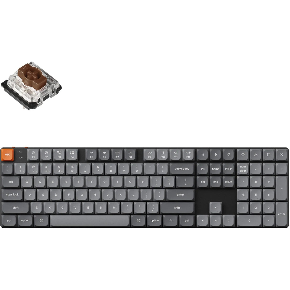 Clavier mécanique Keychron k5 max-h3 RVB (noir, disposition américaine (qwerty), gateron low profile 2.0 marron mécanique, 100 %, LED RVB, pbt double-shot, échange à chaud, 2,4 GHz | Bluetooth 5.1 | USB-C)