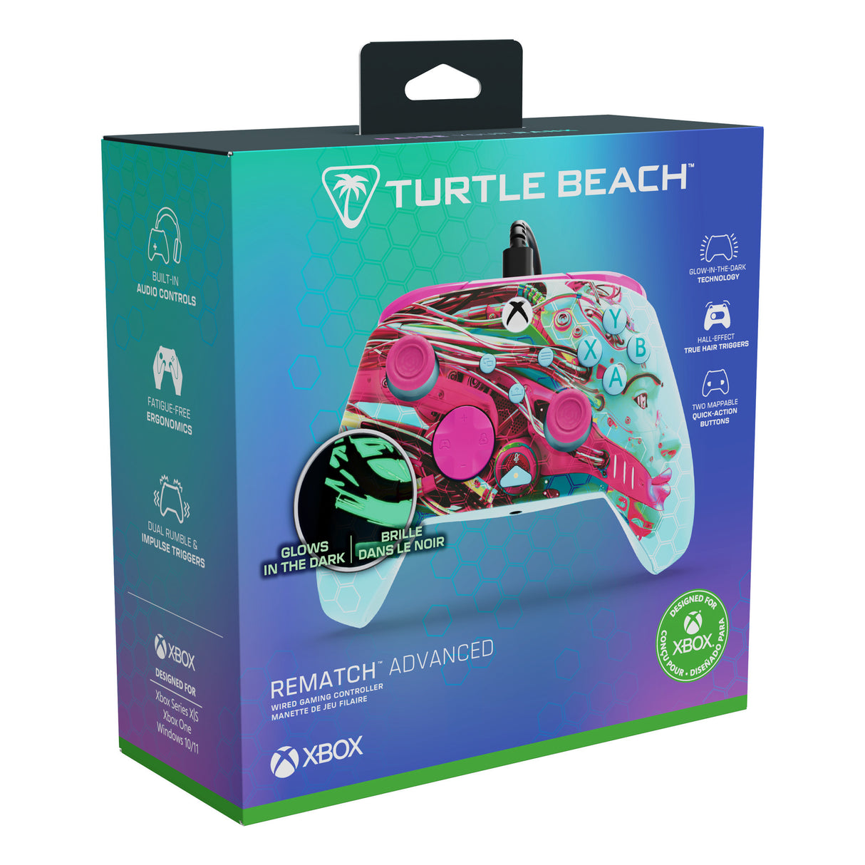Manette filaire avancée Turtle Beach PDP Rematch Glow (Android Dreams, Xbox Series X|S, Xbox One, PC)